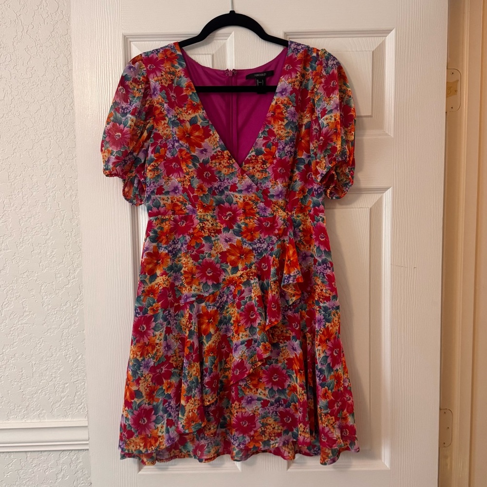 Forever 21 Pink and Multicolor Floral Dress